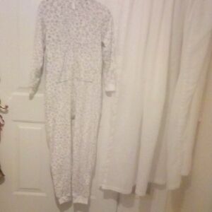 Cat & Jack White and Gray Leopard Print Hooded Onesie Rabbit Ears XL(14)